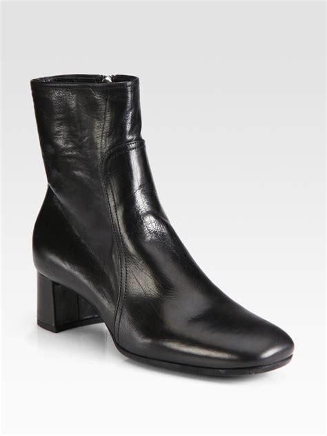 prada leather block heel ankle boots|prada chunky heel ankle boots.